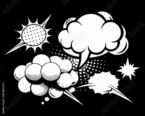 Cartoon Explosion with Comic Style Cloud Burst – Bold Pop Art Illustration