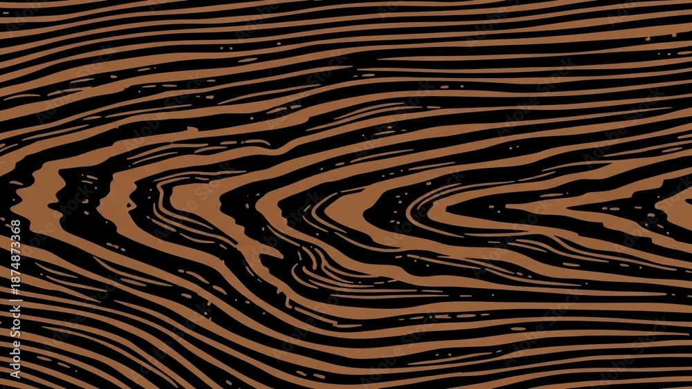 Fototapeta premium Zebra pattern texture with black stripes on brown background.