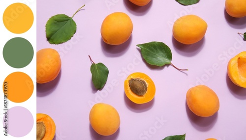 Many ripe apricots and gree...