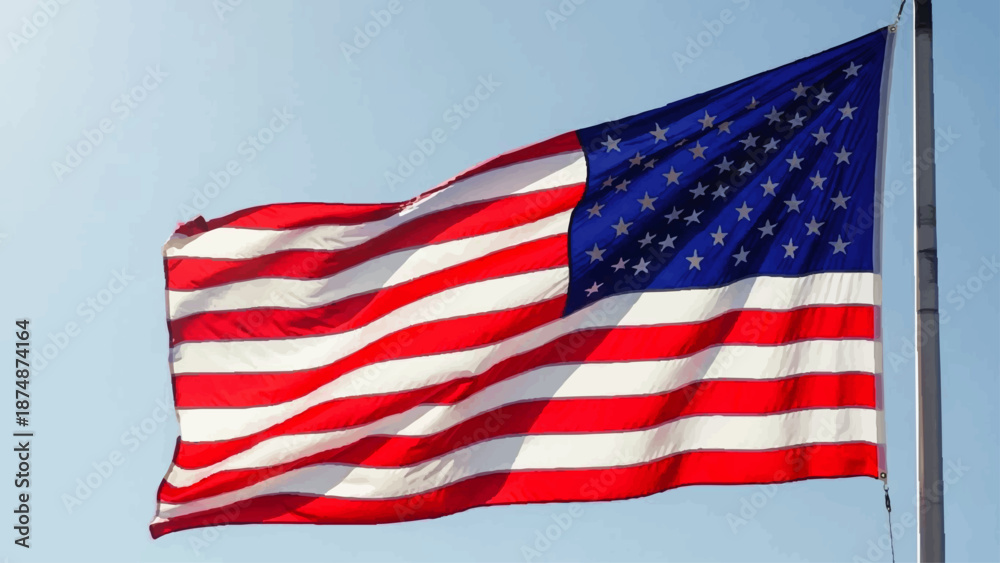 Obraz premium American Flag Waving in the Wind.