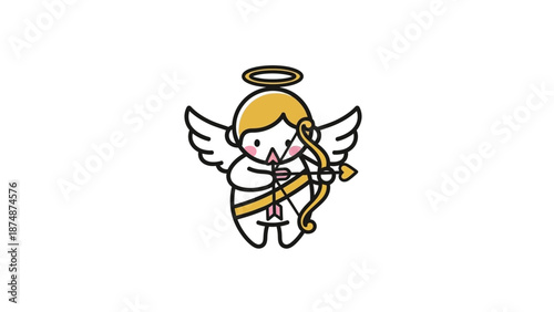 Cute cartoon cherub with bow and arrow spreading love