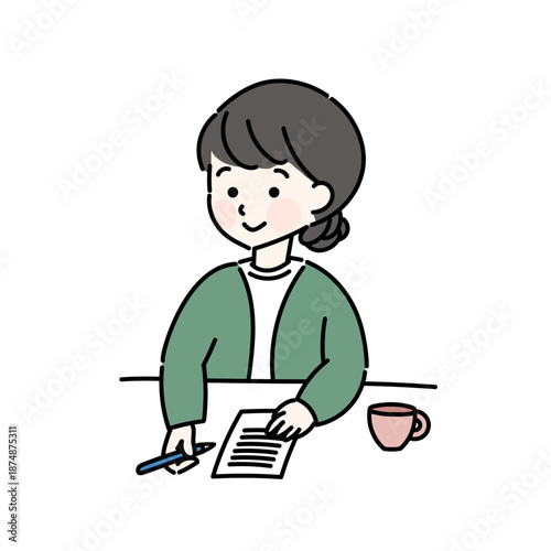 手紙を書く女性
