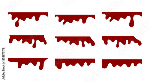 Choco melting drips paint collection melt drips paint abstract liquid vector elements border and drips ink set