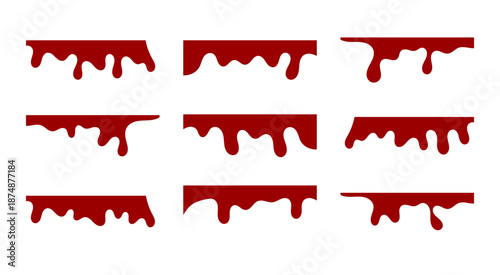 Choco melting drips paint collection melt drips paint abstract liquid vector elements border and drips ink set