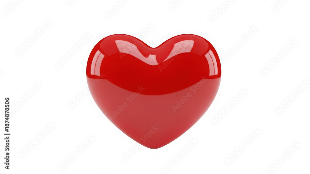 Fototapeta premium Glossy red 3d heart isolated on transparent background
