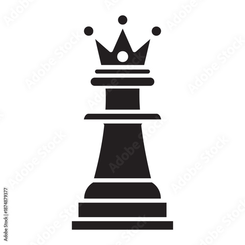 Solid glyph icon of a chess queen piece