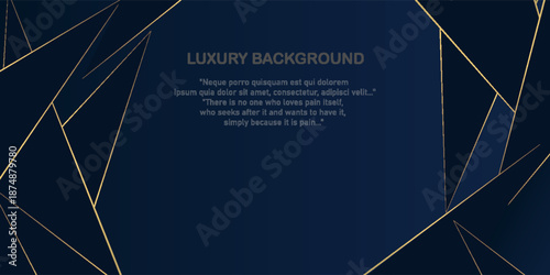Abstract polygonal pattern luxury golden line with dark navy blue template background. Luxury and elegant. Style poster, cover, artwork, banner. design simple. background modern.
