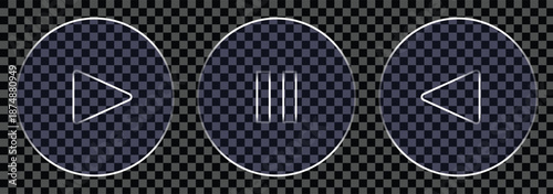 Play button glass icon vector. glass video buttons. Liquid glass vector frames set collection in glassmorphism style. eps 10