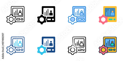Voting Machine icons set multiple style collection. Editable stroke 
