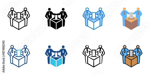 Poll Worker icons set multiple style collection. Editable stroke 
