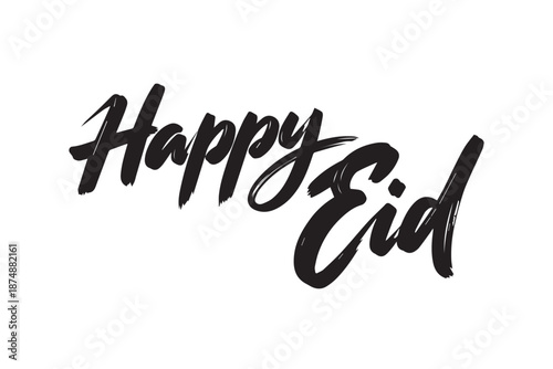 Happy eid greeting in elegant calligraphy isolated on transparent background