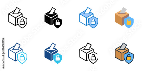 Election Security icons set multiple style collection. Editable stroke 
