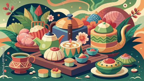 Colorful Futuristic Landscape with Rolling Hills and Flying Vehicles