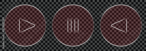 Play button glass icon vector. glass video buttons. Liquid glass vector frames set collection in glassmorphism style. eps 10