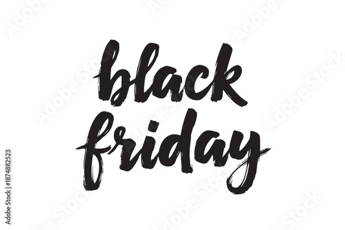 Black friday banner with elegant black script font isolated on vector illustration on transparent background