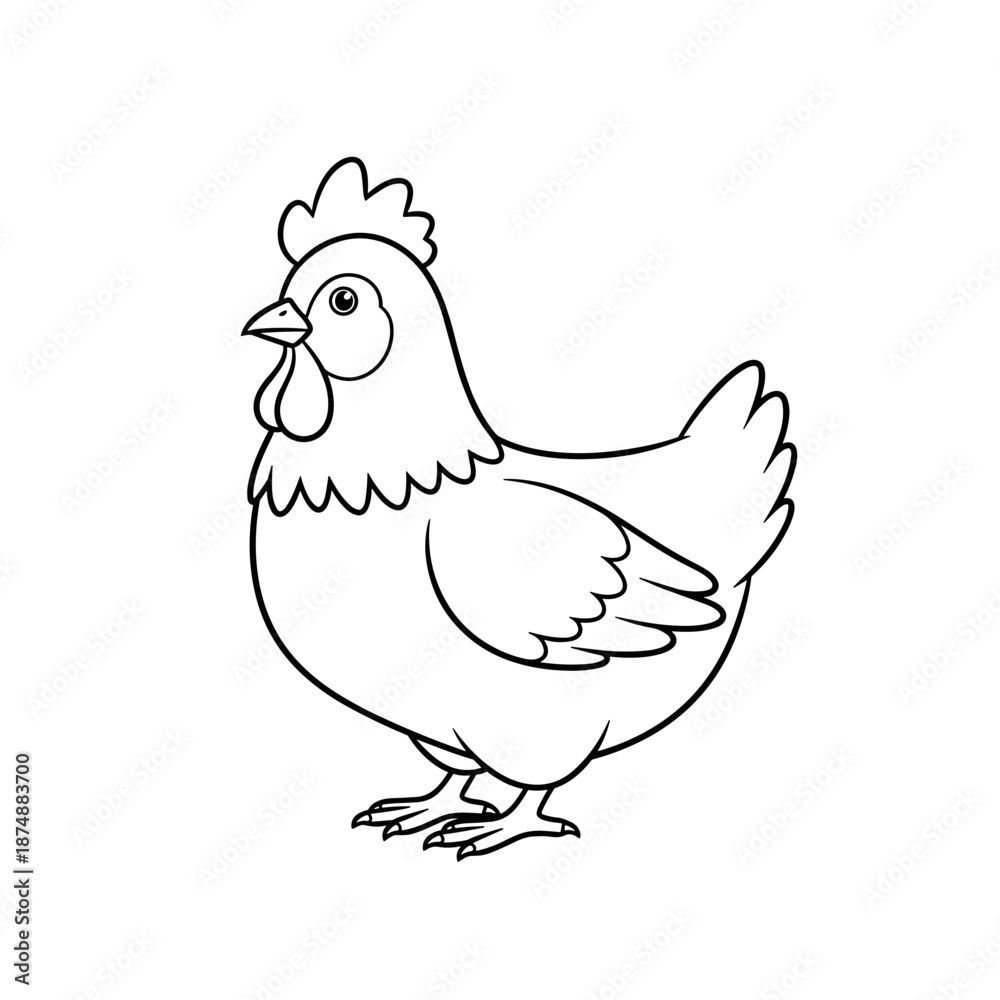 Fototapeta premium Hen with Eggs Vector Illustration of a Chicken on White Background