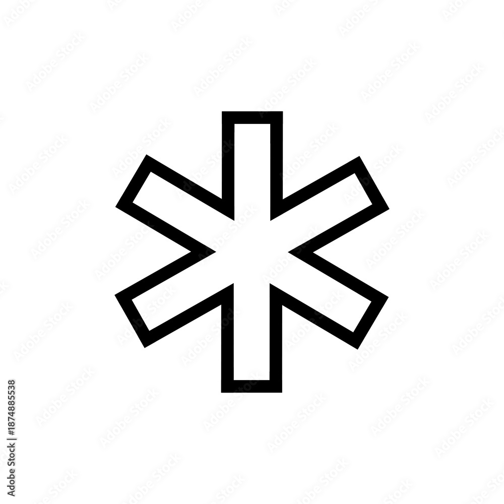 Obraz premium Asterisk line icon with clean outline style, ideal for UI, web interface, typography symbols, buttons, alerts, and modern digital product design.