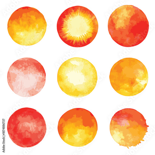 Watercolor vector sun shapes