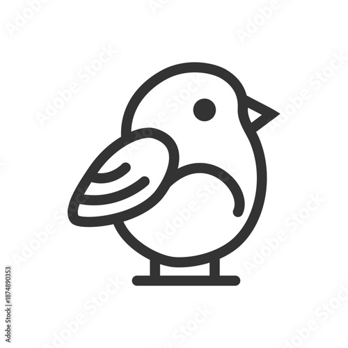 Outline bird icon isolated flat style design.