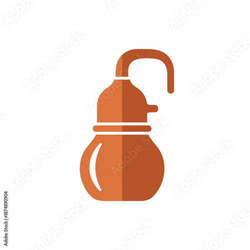 Bronze stylized alembic retort with curved tube for distillation