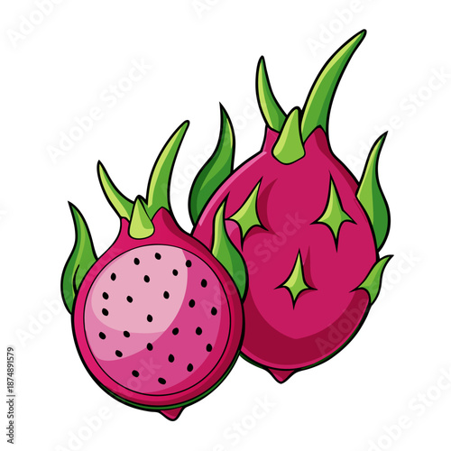 dragon fruit icon collection .design style with background