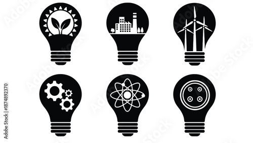 A set of light bulb icons representing innovative ideas and solutions