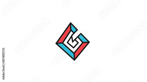 Free Download Abstract geometric logo with red and blue interlocking shapes. - GFXLoad