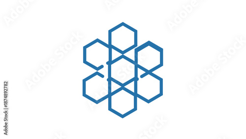 Blue Hexagonal Geometric Shape Design Element.