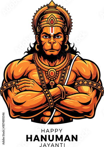 Powerful Lord Hanuman Deity Portrait