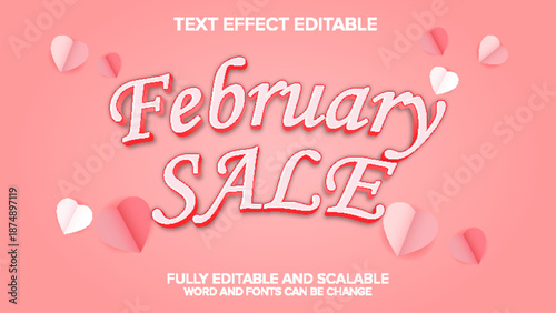 february sale text effect vector editable