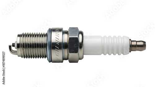 Single Metal and Ceramic Spark Plug Isolated on White 1