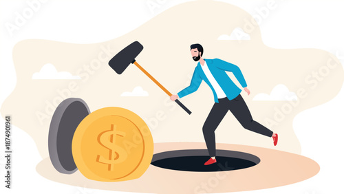 Businessman playing hamster game stock illustration