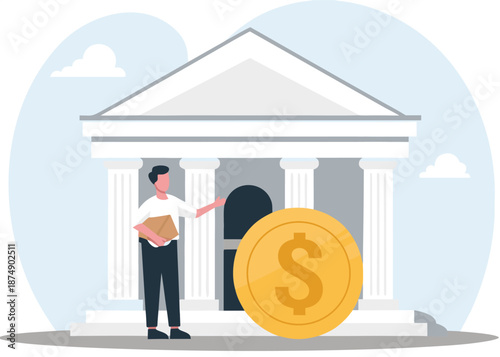 Investment bank financial service to provide invest advisory, wealth management or loan for company, money growth or profit and earning concept,