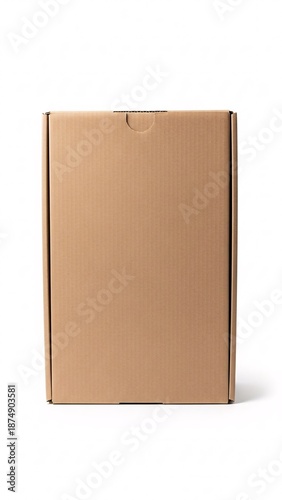 Cardboard box isolated on white background for packaging and shipping designs