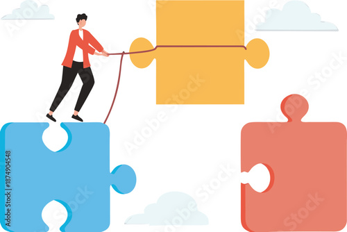 Missing puzzle pieces, starting a business, pulling new employees in, teamwork or teamwork problem solving, human resource management,