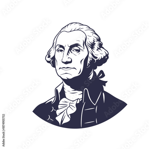 George Washington Silhouette Portrait, American Founding Father, US History Icon