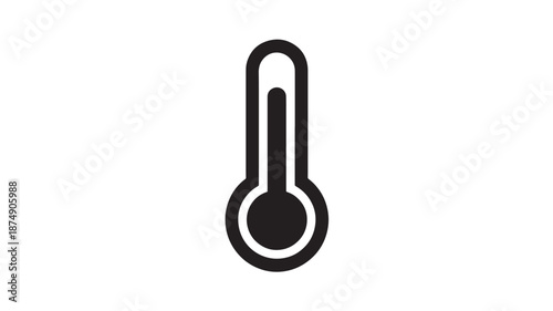 Thermometer icon in simple flat design with bold black lines on white background for weather forecasting