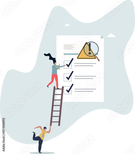 Risk assessment and safety checklist business evaluation .Company document inspection for possible threats and problem points.life and employment of people.