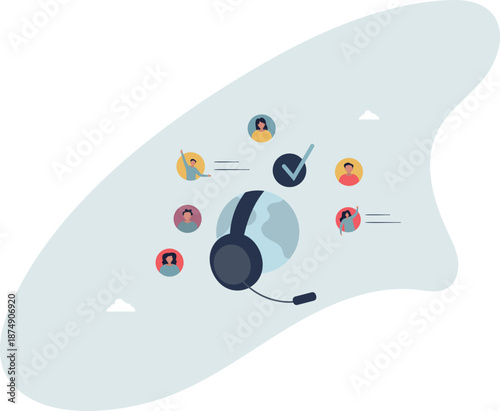 Online customer service with global support center..life and employment of people.