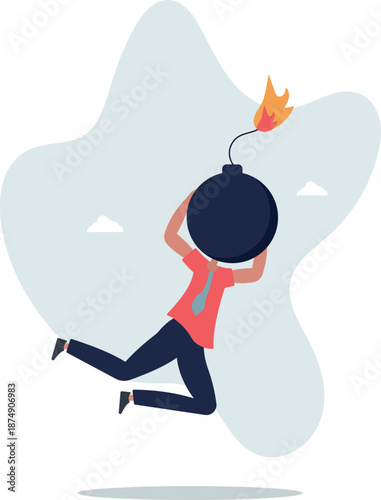 Anxiety, stressed or anger emotion, mental problem or depression, exhaustion or overworked concept.life and employment of people.