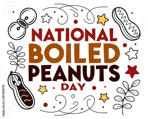 Boiled Peanuts Day Vector Illustration, Traditional Southern Snack Food Design