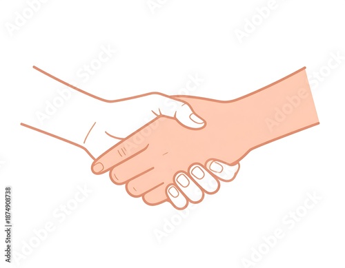 Wallpaper Mural Simplified graphic of two hands clasped in a handshake, rendered in a minimalist style. The hands feature contrasting color, set against a plain background Torontodigital.ca