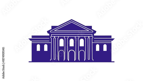 Neoclassical Building Icon, Government or Museum Facade