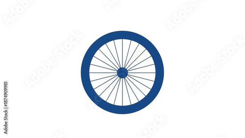 Blue bicycle wheel icon on white background