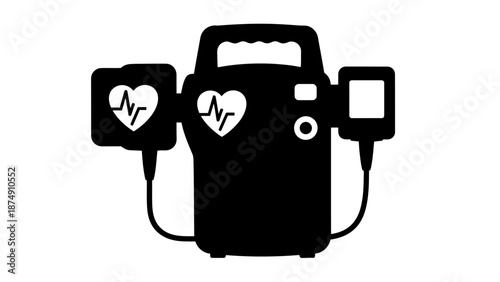 Defibrillator Machine Icon Silhouette - Medical Emergency Device