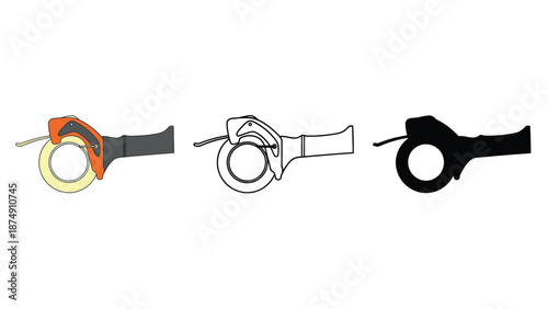 A colorful illustration of tape dispensers in different design styles and colors