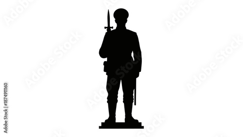 Silhouette Soldier Statue with Rifle and Bayonet