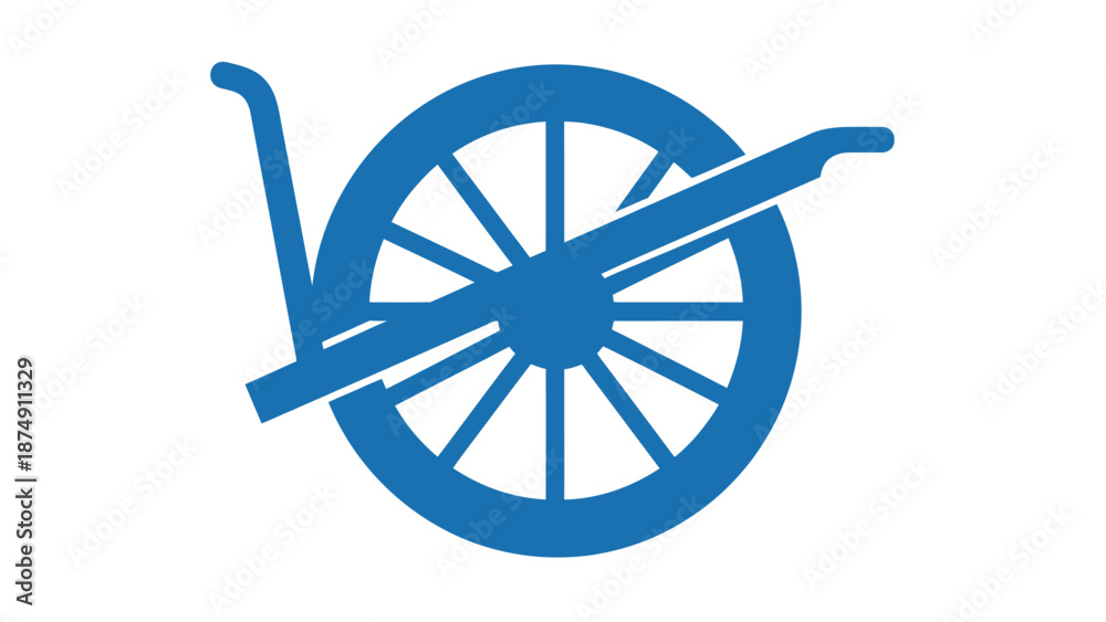 Fototapeta premium Blue Plow Wheel Icon on White Background