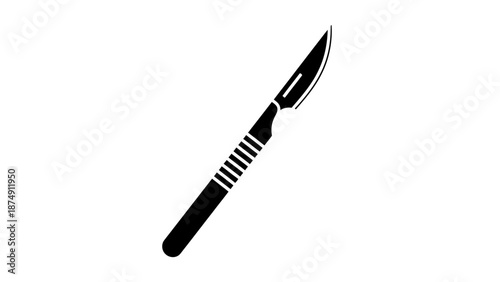 Scalpel icon, surgical tool, medical instrument silhouette