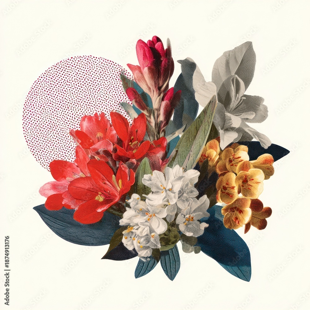 Fototapeta premium Vibrant floral collage art
